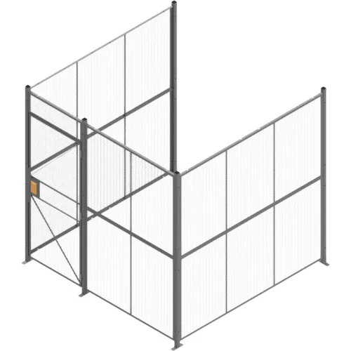 RapidWire™ 3-Sided Welded Wire Cage W/ 3' Hinged Door, No Ceiling, 8' 4" x 8' 6" x 8' 5-1/4"H