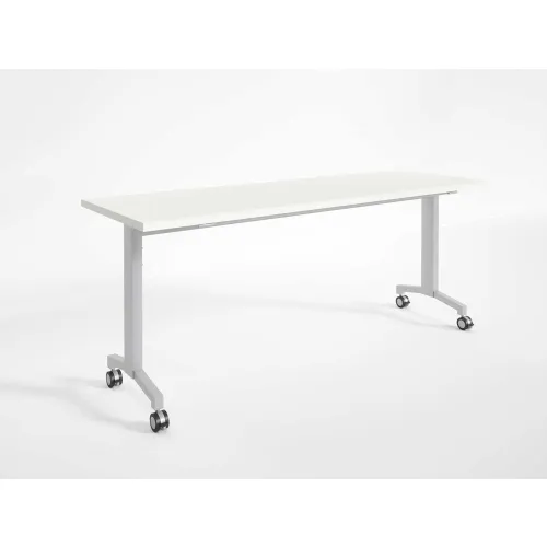 RightAngle Flip Training Table w/ Casters 24" x 60", White w/Silver Base - R-Style Series