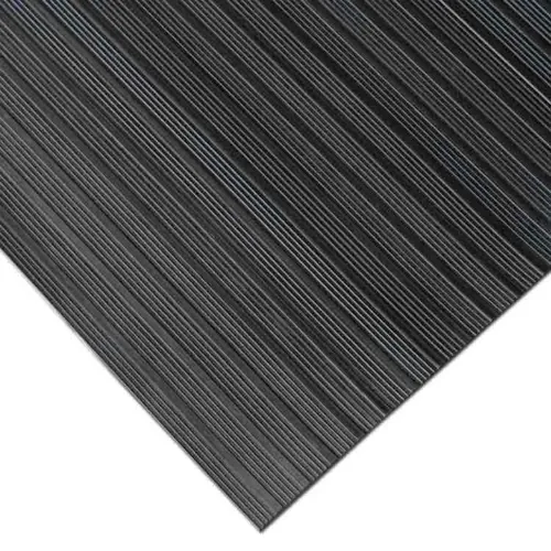 Rubber-Cal "Composite-Rib" Corrugated Rubber Floor Mats - 1/8 in x 4 ft x 10 ft Black Rubber Roll
