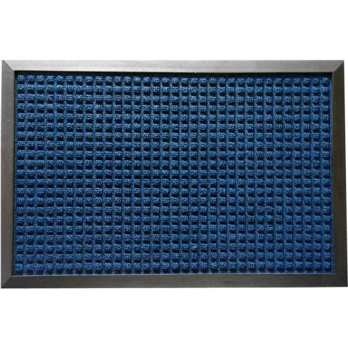 Rubber-Cal "Nottingham" Rubber Backed Carpet Mat - 2 x 3 feet - Blue Polypropylene Mat