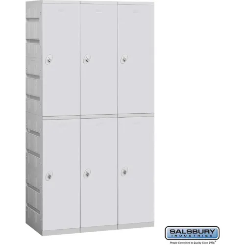 Salsbury 2-Tier 6 Door Plastic Locker, 38-1/4"W x 18"D x 74"H, Gray, Unassembled