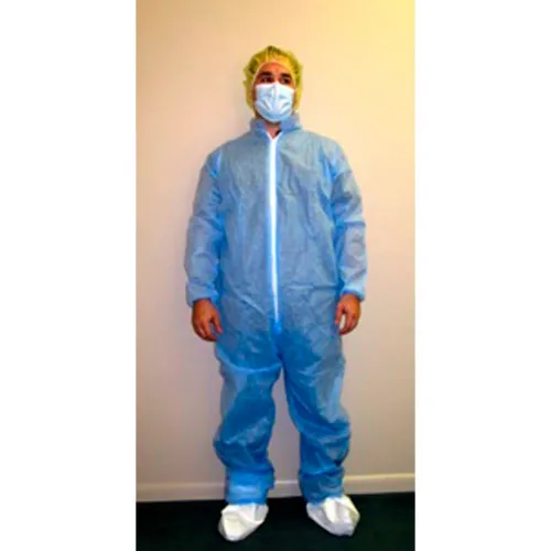 SMS Coverall, Elastic Wrists & Ankles, Zipper Front, Single Collar, Blue, 4XL, 25/Case