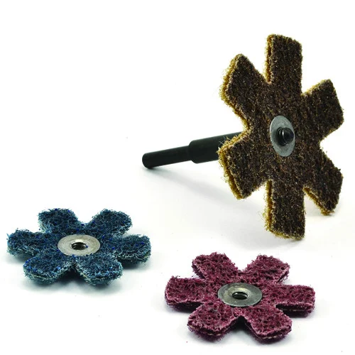 Superior Abrasives 28842 | SHUR-BRITE 4" x 1/4"-20 Medium Finish Duty Surface Conditioning Mandrel Mounted Star
