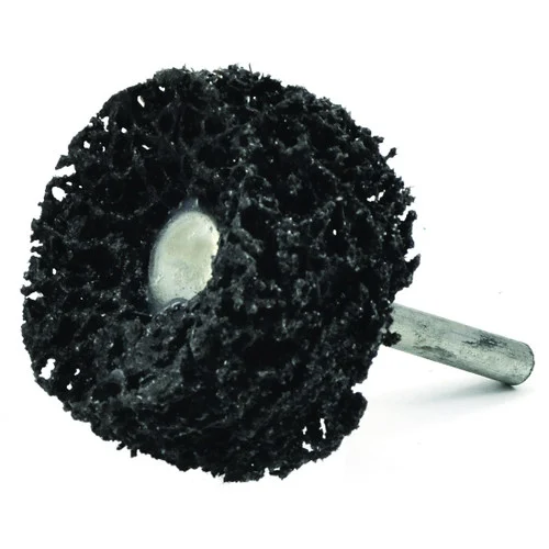 Superior Abrasives 35805 | SHUR-BRITE 2" x 1/2" x 1/4" Extra Coarse Shank Mounted Black Stripping Wheel