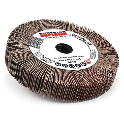 Superior Abrasives 54804 | SHUR-KUT 4-1/2" x 3/4" x 5/8"-11 120 Grit Aluminum Oxide Flap Wheel for Angle Grinder