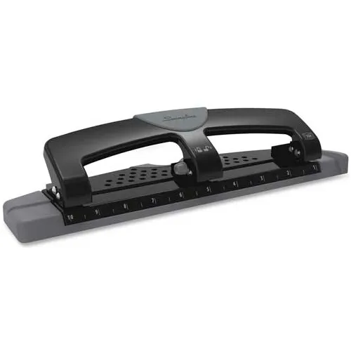 Swingline® 12-Sheet SmartTouch Three-Hole Punch, 9/32" Holes, Black/Gray