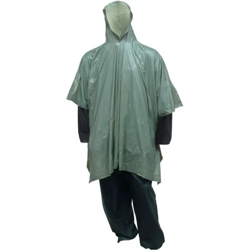 Tingley® P68808 Hooded Poncho, Side Snaps, 50" x 80", Retail Packed, Green, One Size