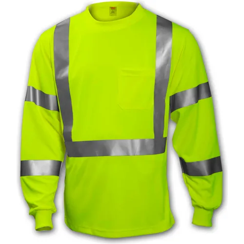 Tingley® S75522 Class 3 Long Sleeve T-Shirt, Fluorescent Yellow/Green, 2XL