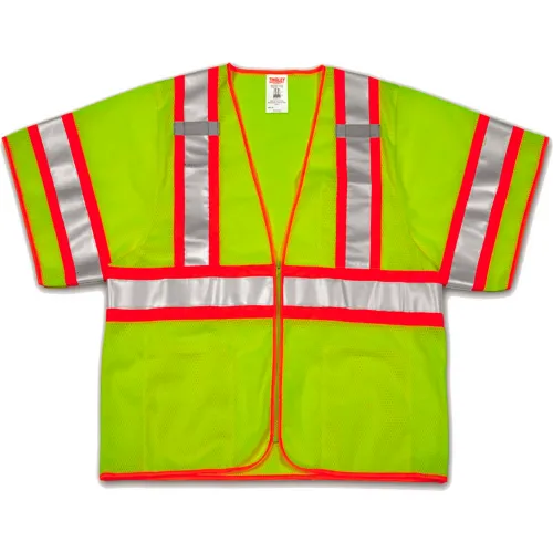 Tingley® V70332 Job Sight™ Class 3 Two-Tone Vest, Fluorescent Lime, 4XL/5XL
