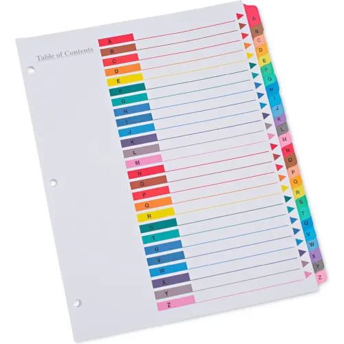 Universal® Deluxe Table of Contents Dividers for Printers, 26-Tab, A to Z, 11" x 8.5", White