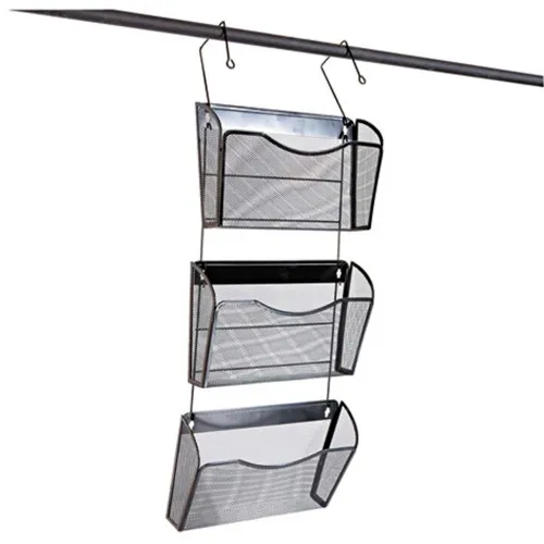 Universal One Mesh Three-Pack Wall Files with Hanger, Letter, Black