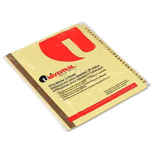 Universal One Preprinted Plastic-Coated Tab Dividers, 25 Alphabet Tabs, Letter, Buff, 25/Set