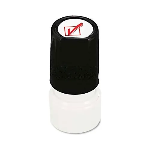 Universal Round Message Stamp, CHECK MARK, Pre-Inked/Re-Inkable, Red
