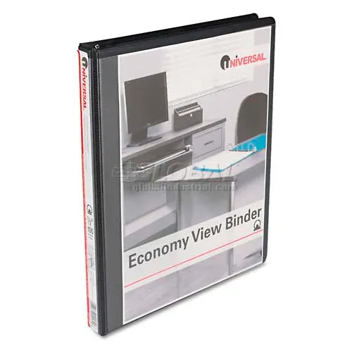 Universal® Round Ring Economy Vinyl View Binder, 1/2" Capacity, Black