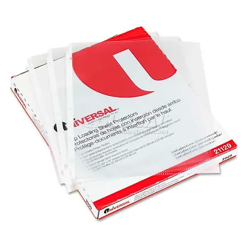Universal Top-Load Poly Sheet Protectors, Heavy Gauge, Nonglare, Clear 50/Box
