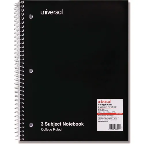 Universal® Wirebound Notebook, 8-1/2 x 11, College Ruled, 120 Sheets, Assorted Color Cover