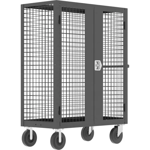 Valley Craft® Security Truck with 2 Rigid & 2 Locking Swivel Casters, 51"L x 24"W x 66"H, Red