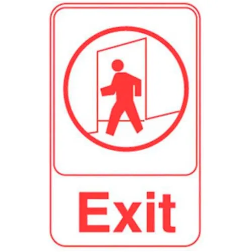 Vollrath® Exit Sign, 5609, White With Red Print, 6" X 9"