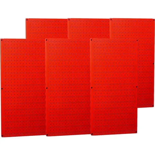Wall Control Industrial Metal Pegboard, Red, 96" X 32" X 3/4"
