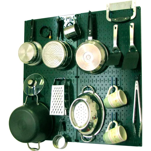 Wall Control Kitchen Pegboard Pack Storage & Organization Kit, Green/Blue, 32" X 32" X 6"