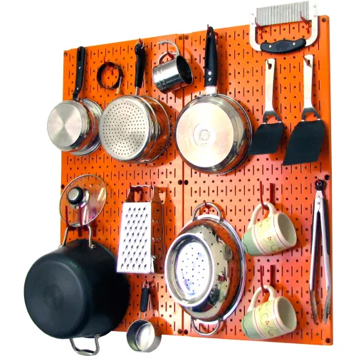 Wall Control Kitchen Pegboard Pack Storage & Organization Kit, Orange/Red, 32" X 32" X 6"