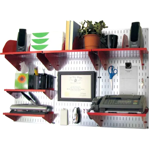 Wall Control Office Wall Mount Desk Storage and Organization Kit, Galvanized Red, 48" X 32" X 12"