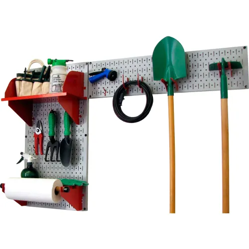 Wall Control Pegboard Garden Tool Board Organizer, Gray/Red, 48" X 32" X 9"