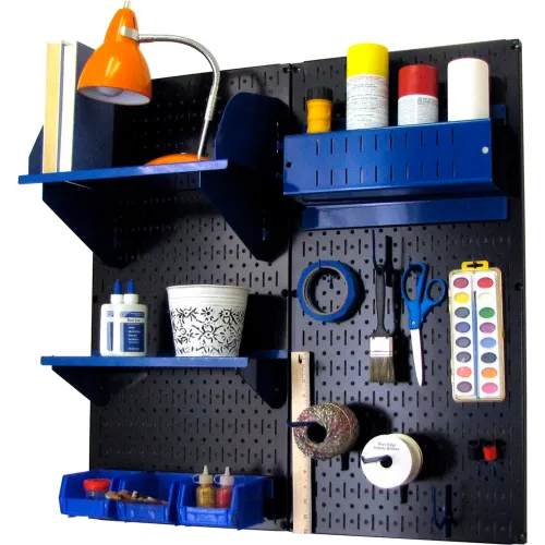 Wall Control Pegboard Hobby Craft Organizer Storage Kit, Black/Blue, 32" X 32" X 9"