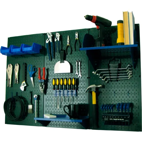 Wall Control Pegboard Standard Tool Storage Kit, Green/Blue, 48" X 32" X 9"