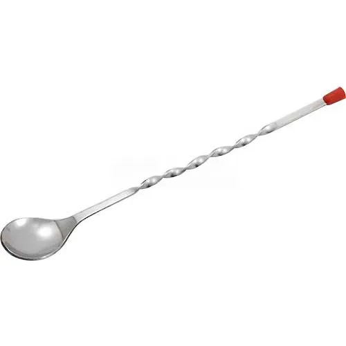 Winco BPS-11 Bar Spoon Steel w/Red Knob, Stainless Steel, 11"L, Red Knob - Pkg Qty 24