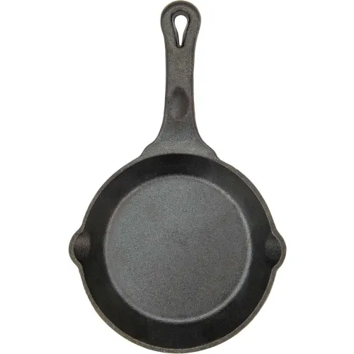 Winco CAST-6 Round Cast Iron Skillet - Pkg Qty 6