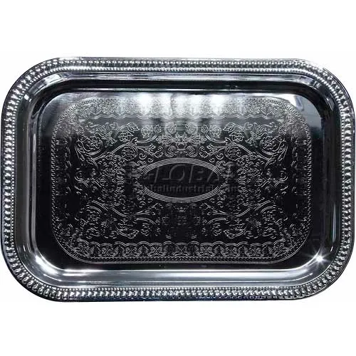 Winco CMT-2014 Rectangular Serving Tray, 20"L, Chrome, Gadroon Edge W/ Engraving - Pkg Qty 12