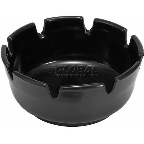 Winco MAS-4K Round Ashtray, 4"D, Black, Plastic, 12/Pkg.