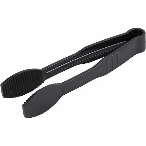 Winco PUTF-6K Flat Tong PC, 6"L, Black Plastic - Pkg Qty 24