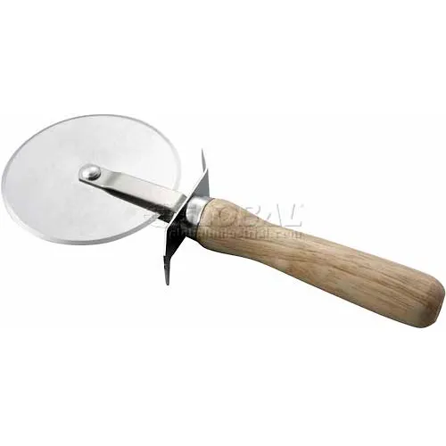 Winco PWC-4 Diameter Blade Pizza Cutter with Wooden Handle - Pkg Qty 12