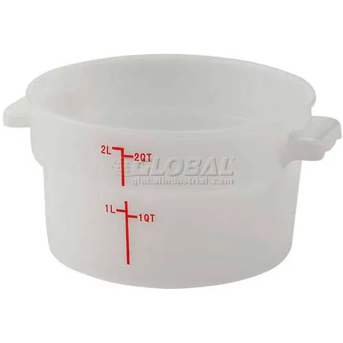 WinCo® Round Storage Container, 8-5/8"L x 7-3/8"W x 8-1/4"H, White - Pkg Qty 12