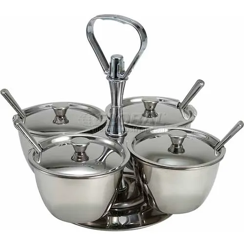 Winco RS-4 4 Unit Relish Server, Holds 4 Canisters, Stainless Steel - Pkg Qty 6