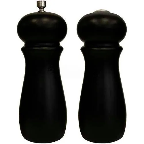 Winco SP-612 Salt & Pepper Grinders, 6"H, Rubberwood, Black Matt Finish, 2 Piece Set - Pkg Qty 3