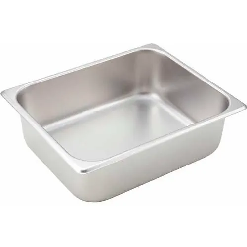 Winco SPH4 Half-Size Steam Table Pan, 10-3/8", 12-3/4"W, 4"H, Stainless Steel, Standard Weight - Pkg Qty 6