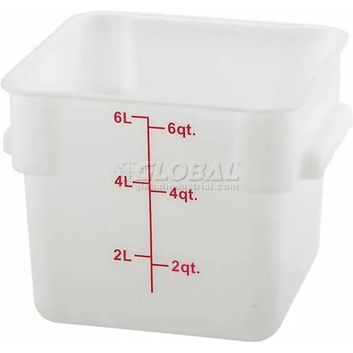 WinCo® Square Storage Container, 10-13/16"L x 8-13/16"W x 7-9/64"H, White - Pkg Qty 12