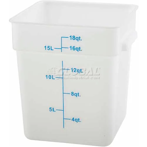 WinCo® Square Storage Container, 11-39/64"L x 10-7/64"W x 12-13/32"H, White - Pkg Qty 12