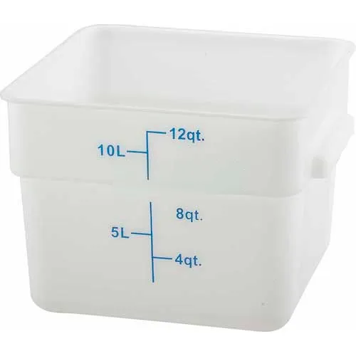 WinCo® Square Storage Container, 12-1/2"L x 11"W x 8-9/64"H, White - Pkg Qty 12