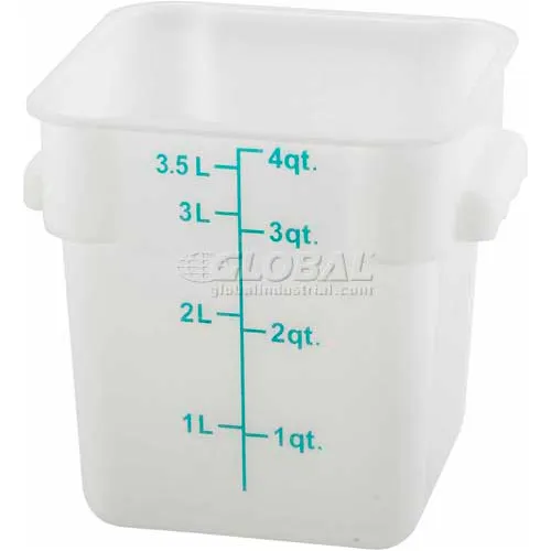 WinCo® Square Storage Container, 8-39/64"L x 7-9/64"W x 7-13/32"H, White - Pkg Qty 12