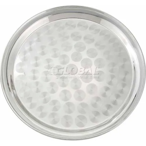 Winco STRS-12 Round Tray W/ Swirl Design, Swirl Pattern, 12"D, Stainless Steel, Mirror Finish - Pkg Qty 12