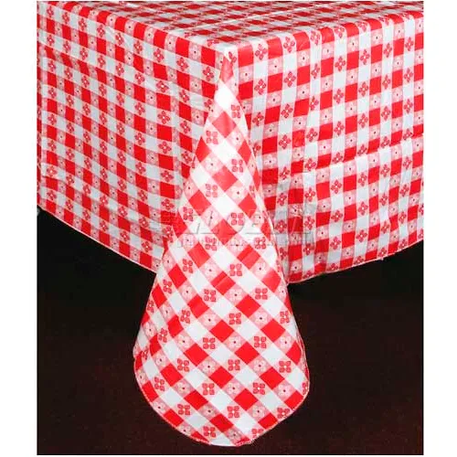 Winco TBCS-52B Checkered Table Cloth , 52"L, 52"W, PVC W/ Flannel Backing, Square, Blue & White - Pkg Qty 24