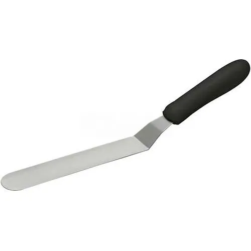 Winco TKPO-7 Offset Spatulas, 7-3/4"L Blade, Black Polypropylene Handle - Pkg Qty 24