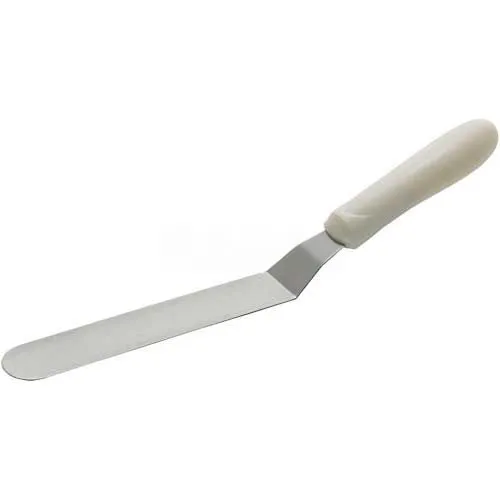 Winco TWPO-7 Offset Spatulas, 7-3/4"L Blade, White Polypropylene Handle - Pkg Qty 24