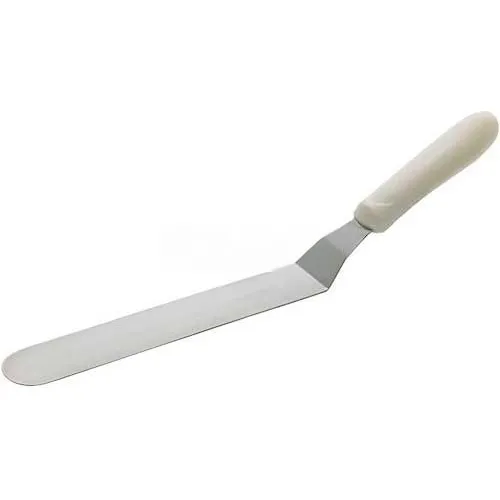 Winco TWPO-9 Offset Spatulas, 9-1/2"L Blade, White Polypropylene Handle - Pkg Qty 24