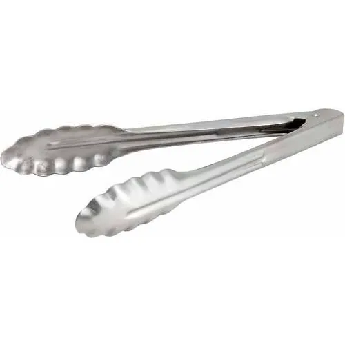 Winco UT-9HT Utility Tong Coiled Spring, Coiled Spring, 9"L, Extra Heavyweight Stainless Steel - Pkg Qty 12
