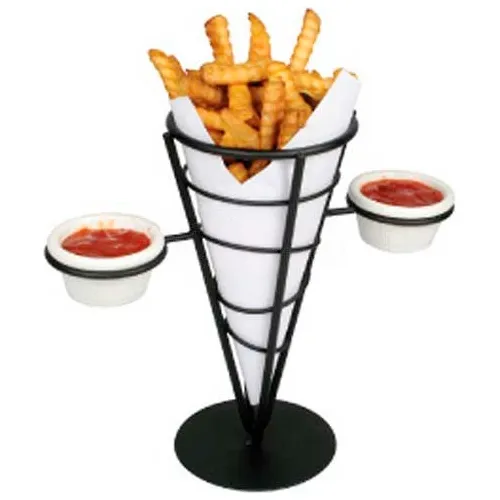 Winco WBKH-5 Single Cone Black Wire French Fryer Holder - Pkg Qty 12